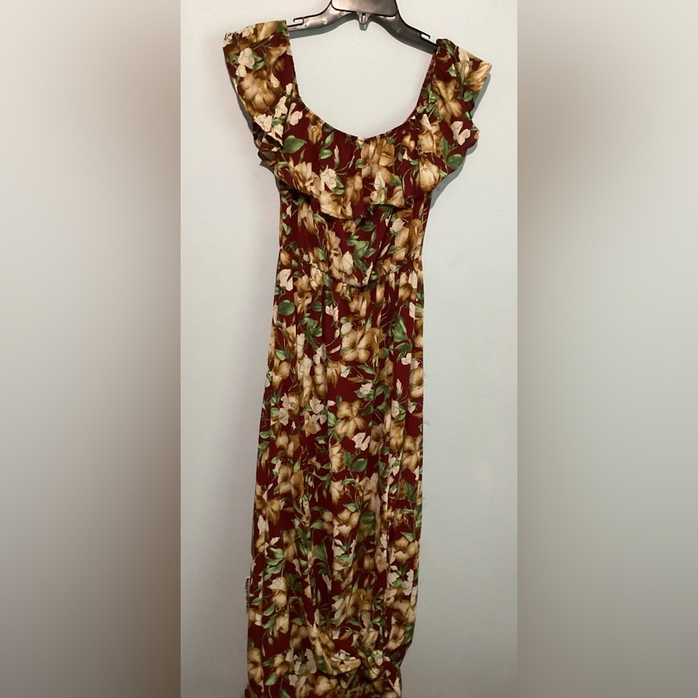 Altar’d State Maxi midi Dress Floral Size Small Rust